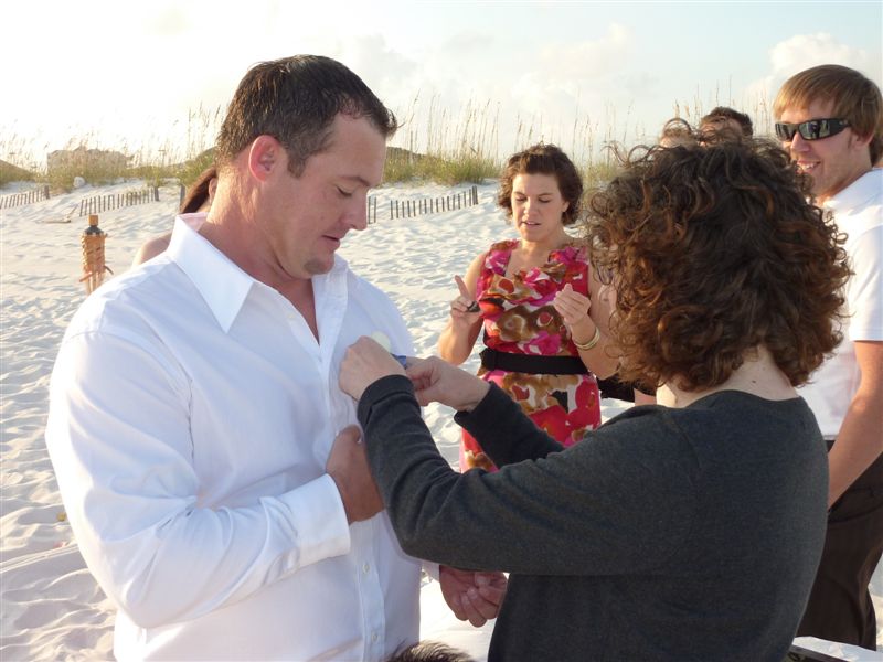 Getting the groom ready.